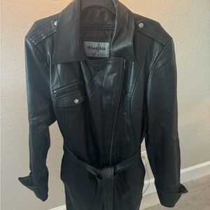 Whether Blue Leathee Vintage Jacket